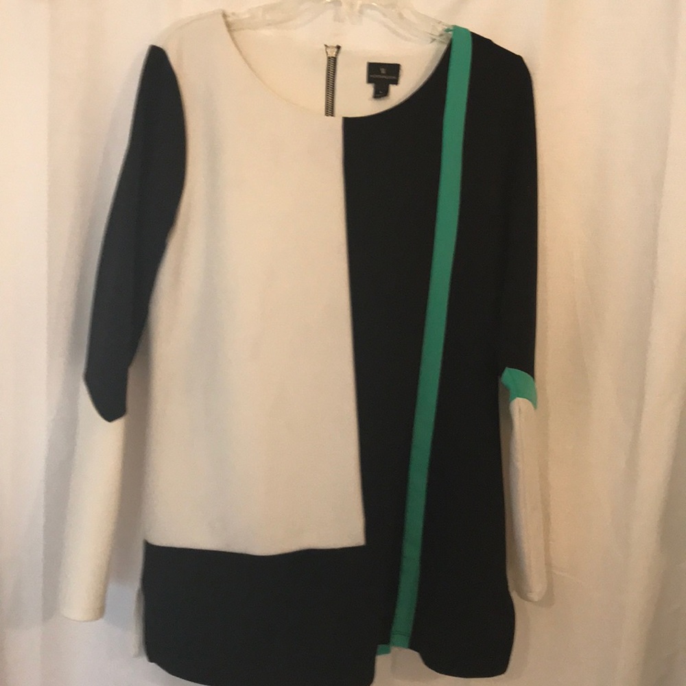 Black white and green blouse large